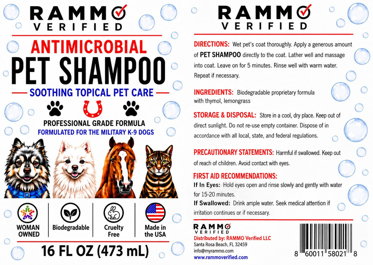 Antimicrobial Pet Shampoo — new front label artwork